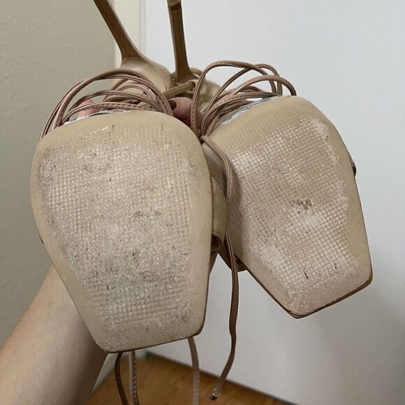 SCHUTZ Tan Strappy Stiletto wrap up heels size US 10 - Picture 8 of 9